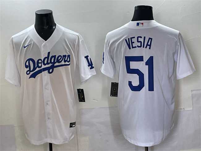 Men%27s Los Angeles Dodgers #51 Alex Vesia White Cool Base Stitched Jersey->milwaukee brewers->MLB Jersey