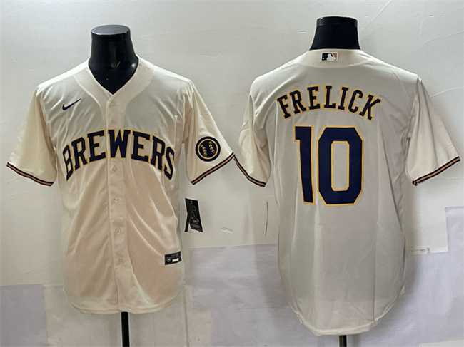 Mens Milwaukee Brewers #10 Sal Frelick Cream Cool Base Stitched Jersey->milwaukee brewers->MLB Jersey