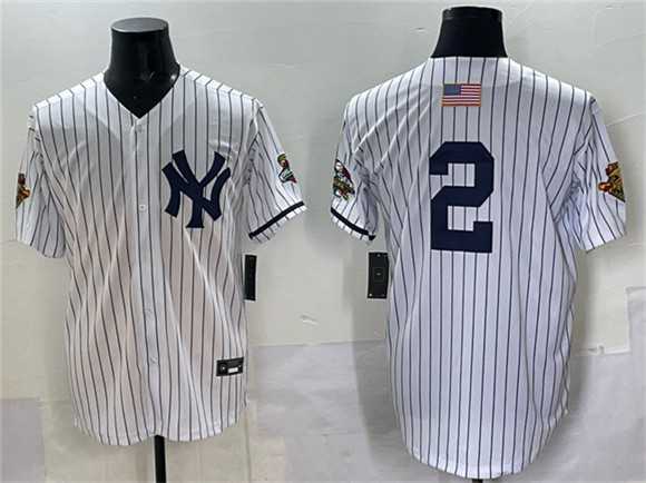 Men%27s New York Yankees #2 Derek Jeter White Strip World Series Limited Stitched Jersey->milwaukee brewers->MLB Jersey