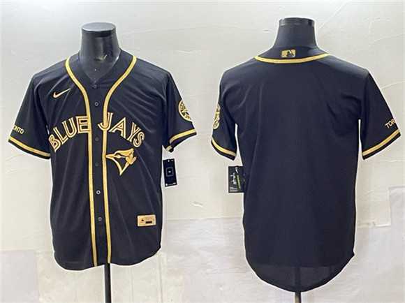 Men%27s Toronto Blue Jays Blank Black Gold Cool Base Stitched Jersey->toronto blue jays->MLB Jersey