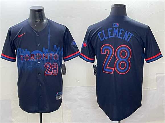 Men%27s Toronto Blue Jays #28 Ernie Clement Navy 2024 City Connect Limited Stitched Jersey->new york yankees->MLB Jersey