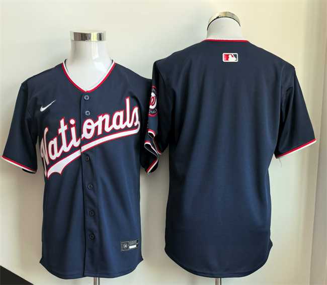 Men%27s Washington Nationals Blank Navy Stitched Jersey->toronto blue jays->MLB Jersey