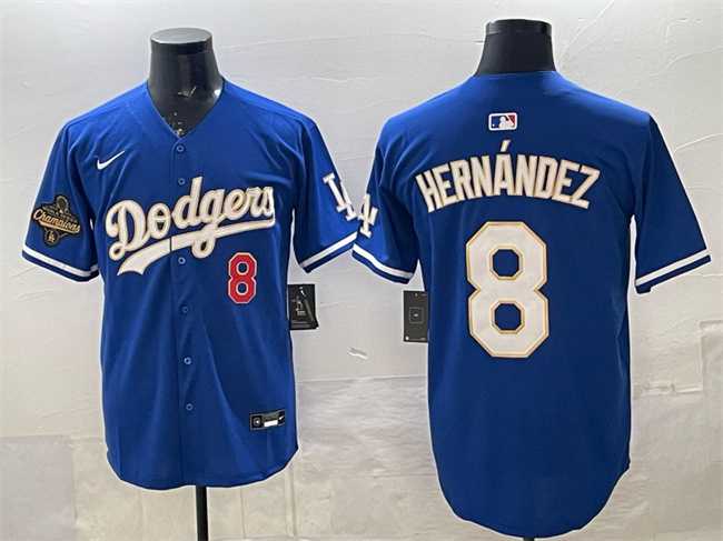 Mens Los Angeles Dodgers #8 Enrique Hernandez Royal 2025 World Series Champions Patch Limited Stitched Jersey->los angeles dodgers->MLB Jersey