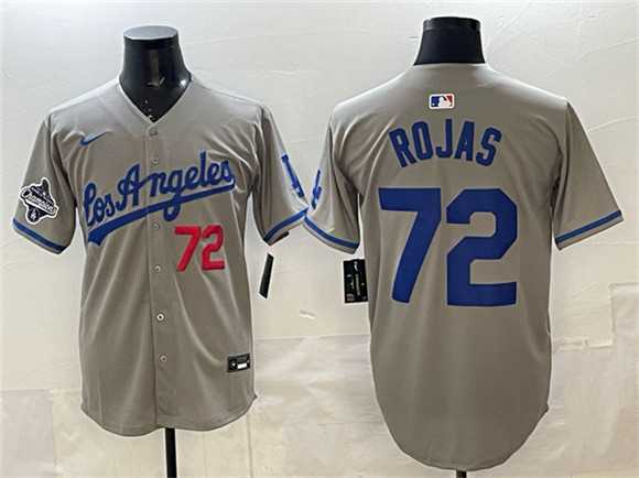 Mens Los Angeles Dodgers #72 Miguel Rojas Gray 2025 World Series Champions Patch Limited Stitched Jersey->los angeles dodgers->MLB Jersey