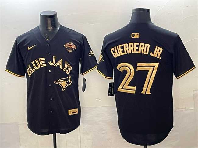 Mens Toronto Blue Jays #27 Vladimir Guerrero Jr. Black Gold 2025 American League Champions Limited Stitched Jersey->toronto blue jays->MLB Jersey