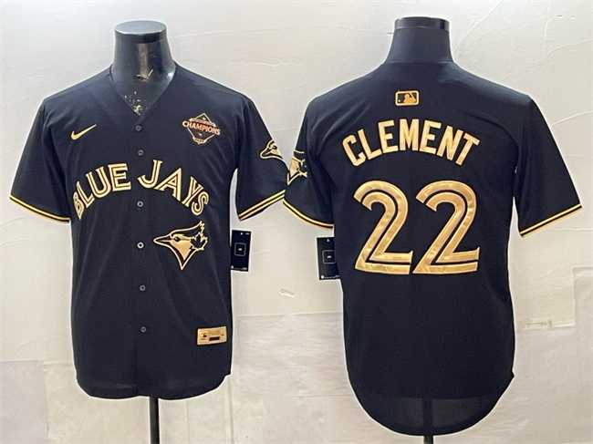 Men%27s Toronto Blue Jays #22 Ernie Clement Black Gold 2025 American League Champions Limited Stitched Jersey->toronto blue jays->MLB Jersey