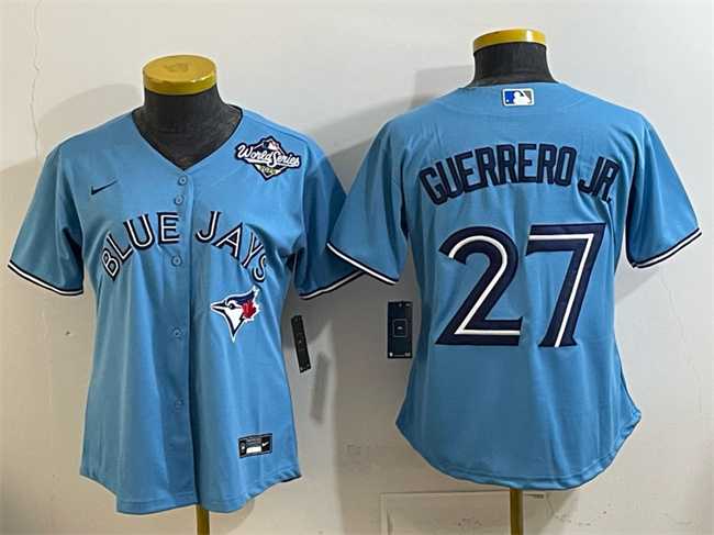 Women%27s Toronto Blue Jays #27 Vladimir Guerrero Jr. Blue 2025 World Series Cool Base Stitched Jersey(Run Small)->mlb womens jerseys->MLB Jersey