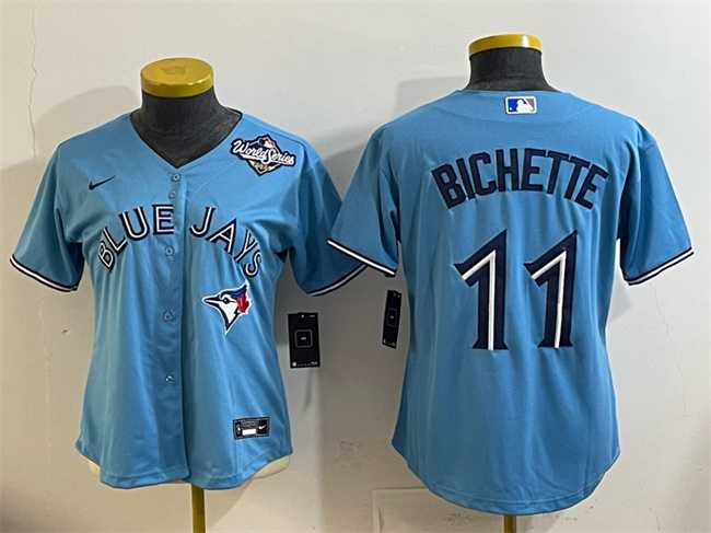 Womens Toronto Blue Jays #11 Bo Bichette Blue 2025 World Series Cool Base Stitched Jersey(Run Small)->->MLB Jersey