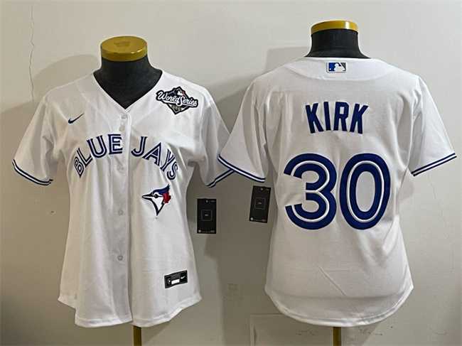 Women%27s Toronto Blue Jays #30 Alejandro Kirk White 2025 World Series Home Cool Base Stitched Jersey(Run Small)->mlb womens jerseys->MLB Jersey