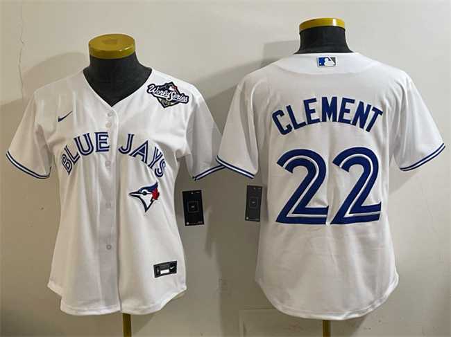 Womens Toronto Blue Jays #22 Ernie Clement White 2025 World Series Home Cool Base Stitched Jersey(Run Small)->->MLB Jersey