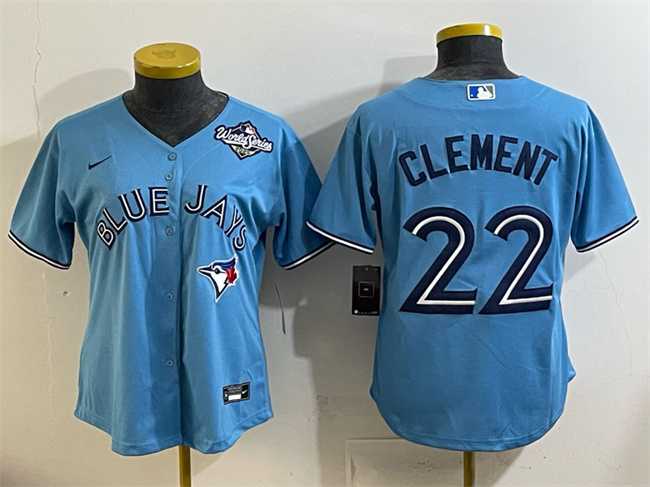 Womens Toronto Blue Jays #22 Ernie Clement Blue 2025 World Series Cool Base Stitched Jersey(Run Small)->->MLB Jersey