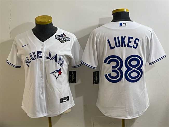 Women%27s Toronto Blue Jays #38 Nathan Lukes White 2025 World Series Home Cool Base Stitched Jersey(Run Small)->mlb womens jerseys->MLB Jersey