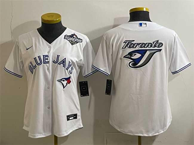 Women%27s Toronto Blue Jays Team Big Logo White 2025 World Series Cool Base Stitched Jersey(Run Small)->mlb womens jerseys->MLB Jersey