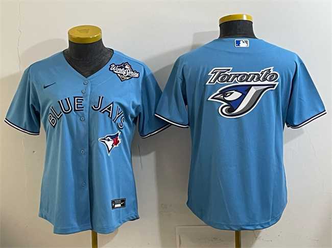 Women%27s Toronto Blue Jays Team Big Logo Blue 2025 World Series Cool Base Stitched Jersey(Run Small)->mlb womens jerseys->MLB Jersey