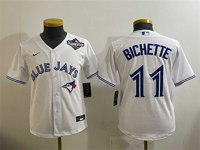 Youth Toronto Blue Jays #11 Bo Bichette White 2025 World Series Cool Base Stitched Jersey->mlb youth jerseys->MLB Jersey
