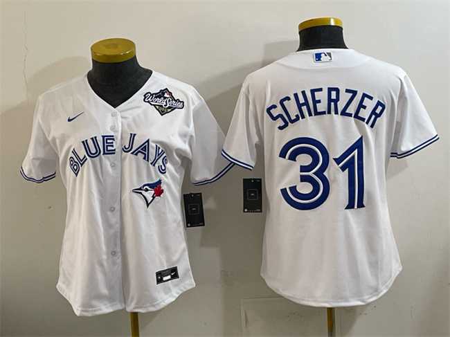 Youth Toronto Blue Jays #31 Max Scherzer White 2025 World Series Cool Base Stitched Jersey->mlb youth jerseys->MLB Jersey