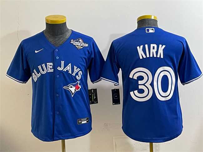 Youth Toronto Blue Jays #30 Alejandro Kirk Royal 2025 World Series Cool Base Stitched Jersey->mlb youth jerseys->MLB Jersey