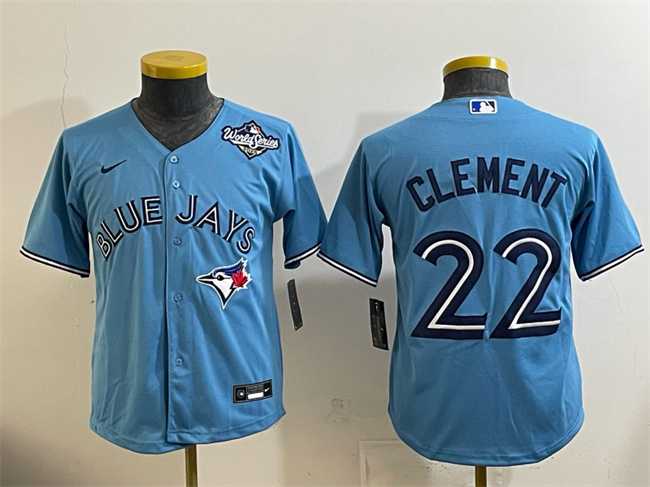 Youth Toronto Blue Jays #22 Ernie Clement Blue 2025 World Series Cool Base Stitched Jersey->mlb youth jerseys->MLB Jersey
