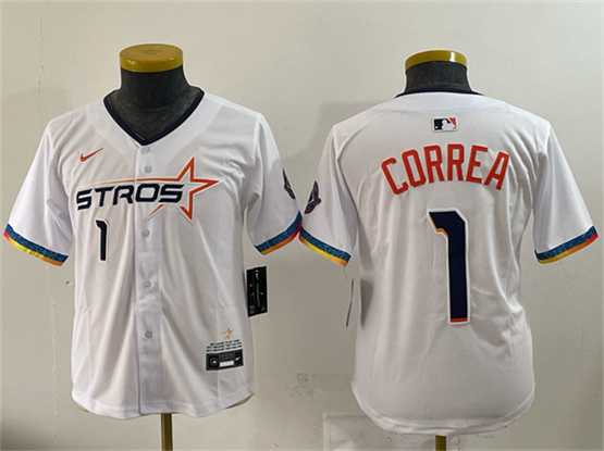 Youth Houston Astros #1 Carlos Correa White 2025 City Connect Limited Stitched Jersey->mlb youth jerseys->MLB Jersey