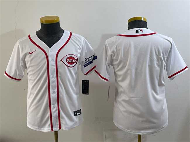 Youth Cincinnati Reds Blank White 2025 Speedway Classic Stitched Jersey->mlb youth jerseys->MLB Jersey
