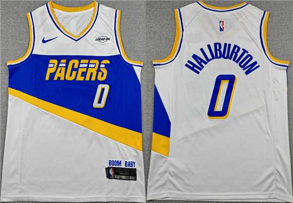 Mens Indiana Pacers #0 Tyrese Haliburton White 2025-26 City Edition Stitched Jersey->indiana pacers->NBA Jersey