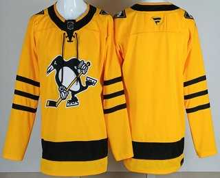 Mens Pittsburgh Penguins Blank Yellow Alternate Authentic Jersey->pittsburgh penguins->NHL Jersey
