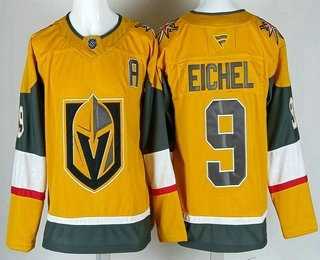 Men%27s Vegas Golden Knights #9 Jack Eichel Gold With A Patch Authentic Jersey->pittsburgh penguins->NHL Jersey
