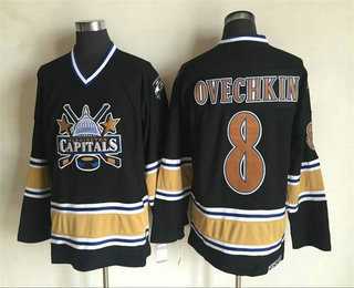Men%27s Washington Capitals #8 Alex Ovechkin 2000-01 Black CCM Vintage Throwback Jersey->nhl youth jerseys->NHL Jersey