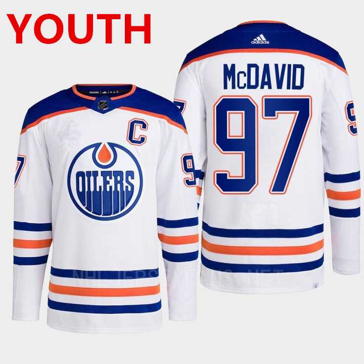 Youth Edmonton Oilers #97 Connor Mcdavid white adidas away stitched Jersey->nhl youth jerseys->NHL Jersey