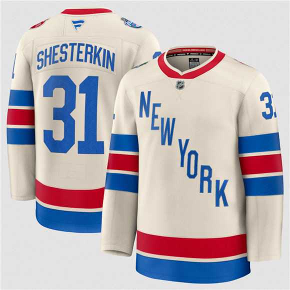 Men%27s New York Rangers #31 Igor Shesterkin Cream 2026 Winter Classic Stitched Hockey Jersey Dzhi->new york rangers->NHL Jersey