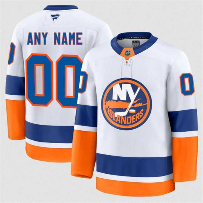 Mens New York Islanders ACTIVE PLAYER Custom White 2024-25 Away Stitched Hockey Jersey