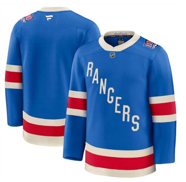 Mens New York Rangers Active Player Custom Blue Centennial Stitched Hockey Jersey