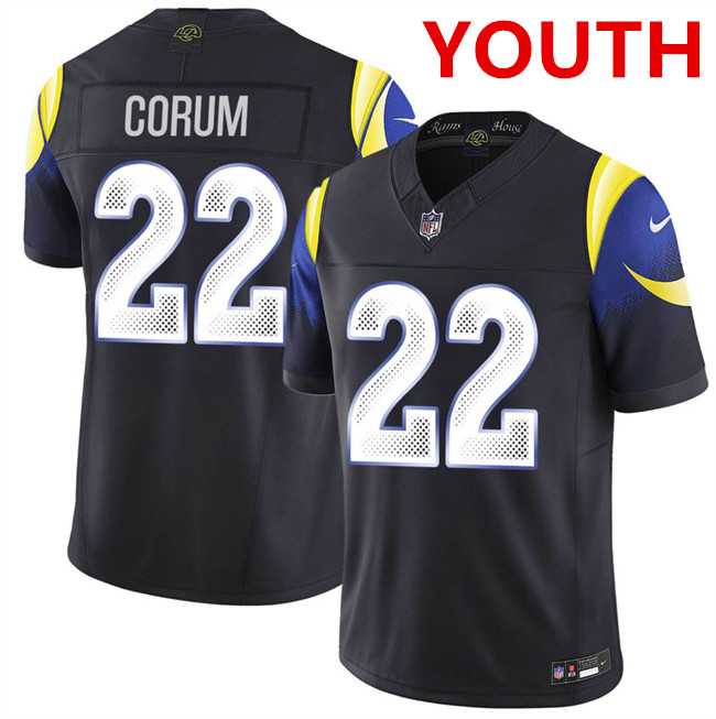 Youth los angeles rams #22 blake corum Black 2025 F.u.s.e. %27rivalries%27 Vapor Limited Stitched Jersey Dzhi->los angeles rams->NFL Jersey