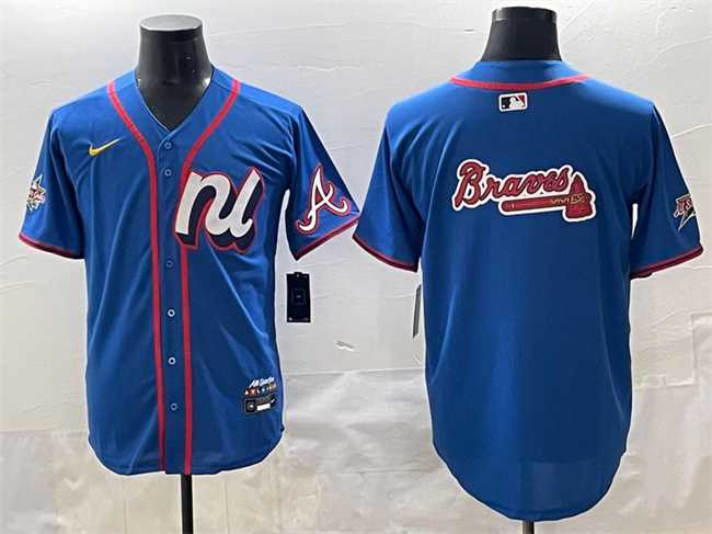Mens National League Atlanta Braves Team Big Logo Blue 2025 All-Star Edition Limited Stitched Baseball Jersey->2025 mlb all-star->MLB Jersey