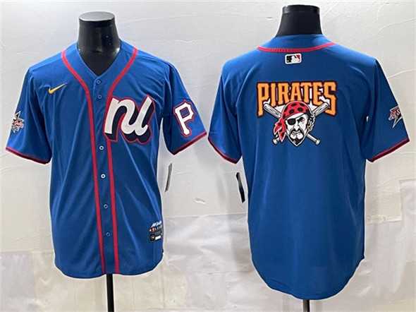 Mens National League Pittsburgh Pirates Team Big Logo Blue 2025 All-Star Edition Limited Stitched Baseball Jersey->2025 mlb all-star->MLB Jersey