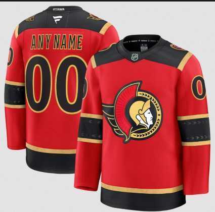 Mens Ottawa Senators Custom Red Alternate Stitched Hockey Jersey