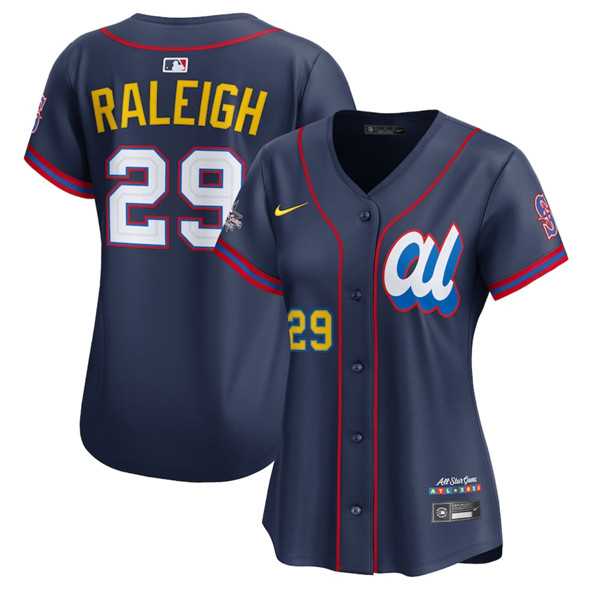 Womens American League #29 Cal Raleigh Navy 2025 All-Star Edition Limited Stitched Baseball Jersey(Run Small)->2025 mlb all-star->MLB Jersey