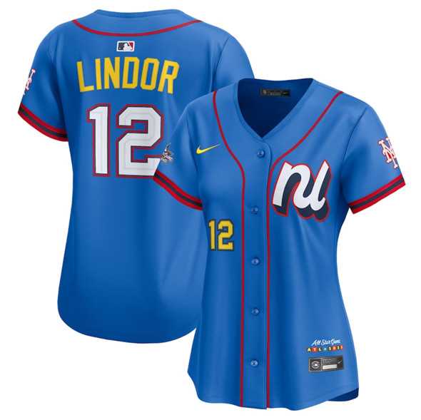 Womens National League #12 Francisco Lindor Blue 2025 All-Star Edition Limited Stitched Baseball Jersey(Run Small)->2025 mlb all-star->MLB Jersey