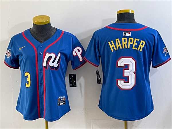 Womens National League #3 Bryce Harper Blue 2025 All-Star Edition Limited Stitched Baseball Jersey(Run Small)->2025 mlb all-star->MLB Jersey