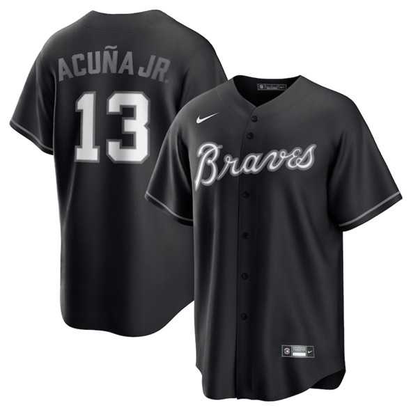 Men%27s Atlanta Braves #13 Ronald Acuna Jr. Black Lights Out Limited Stitched Baseball Jersey Dzhi->atlanta braves->MLB Jersey