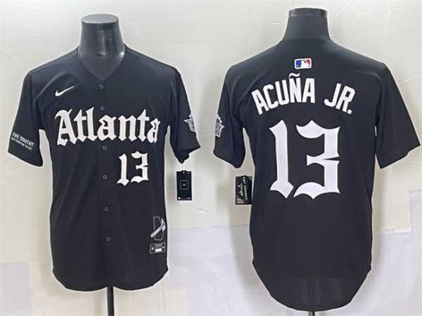 Men%27s Atlanta Braves #13 Ronald Acuna Jr. Black Gothic South x Outkast Edition Vapor Limited Stitched Baseball Jersey->atlanta braves->MLB Jersey