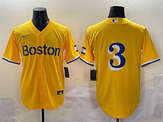 Men%27s Boston Red Sox #3 Ceddanne Rafaela Gold City Connect Stitched Baseball Jersey->boston red sox->MLB Jersey