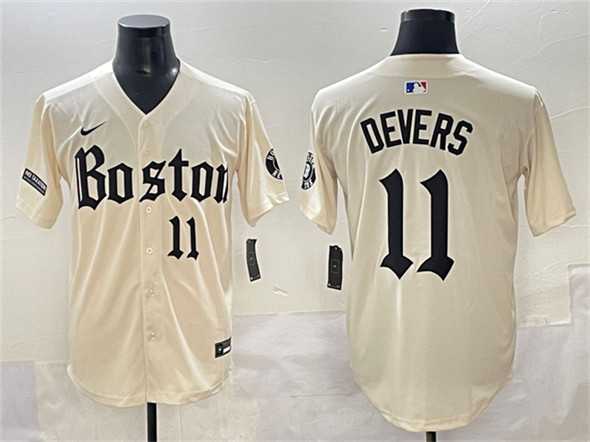 Men%27s Boston Red Sox #11 Rafael Devers Cream Gothic Vapor Limited Stitched Baseball Jersey->boston red sox->MLB Jersey
