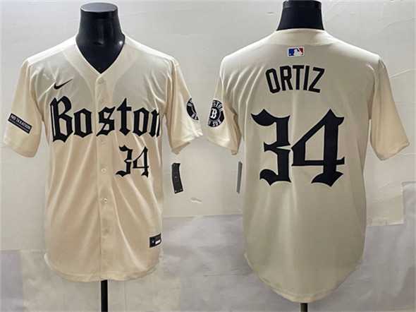 Mens Boston Red Sox #34 David Ortiz Cream Gothic Vapor Limited Stitched Baseball Jersey->boston red sox->MLB Jersey