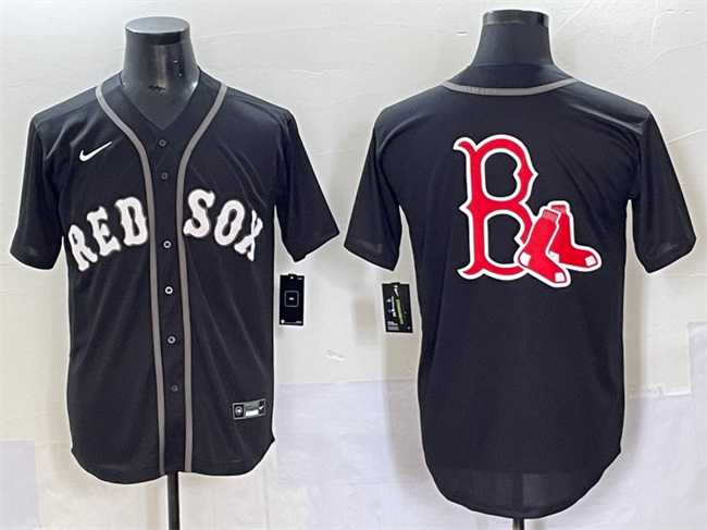 Mens Boston Red Sox Team Big Logo Black Lights Out Limited Stitched Baseball Jersey->boston red sox->MLB Jersey