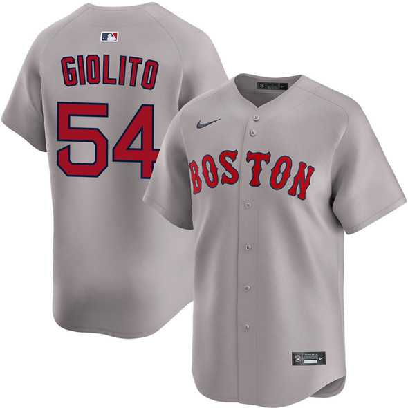 Mens Boston Red Sox #54 Lucas Giolito Gray 2024 Away Limited Stitched Baseball Jersey Dzhi->boston red sox->MLB Jersey