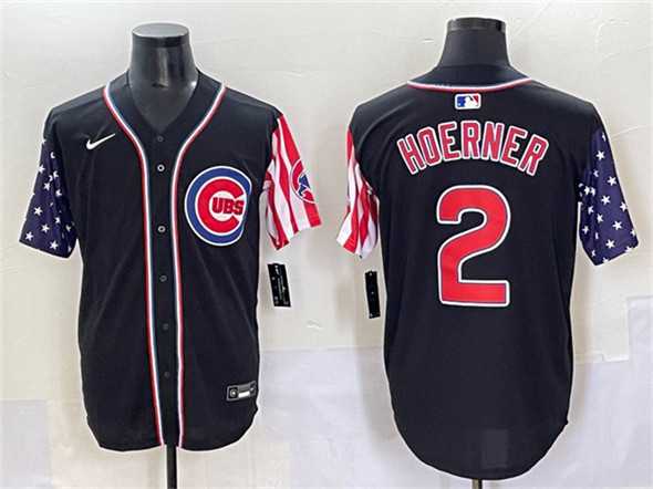 Men%27s Chicago Cubs #2 Nico Hoerner Black 2025 Independence Day Vapor Premier Limited Stitched Baseball Jersey->boston red sox->MLB Jersey