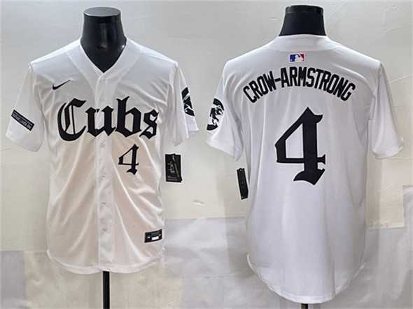 Men%27s Chicago Cubs #4 Pete Crow-Armstrong White %27Gothic North Side Edition%27 Vapor Premier Limited Stitched Baseball Jersey->chicago cubs->MLB Jersey