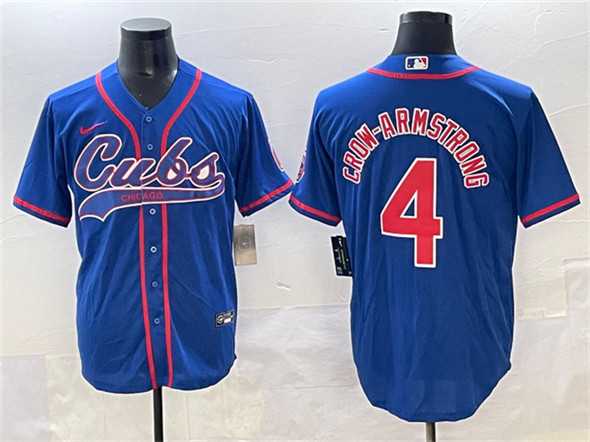 Men%27s Chicago Cubs #4 Pete Crow-Armstrong Royal Cool Base Stitched Baseball Jersey->chicago cubs->MLB Jersey