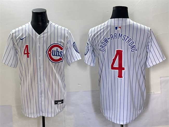 Men%27s Chicago Cubs #4 Pete Crow-Armstrong White Pinstripe 2nd Alternate Limited Stitched Baseball Jersey->chicago cubs->MLB Jersey